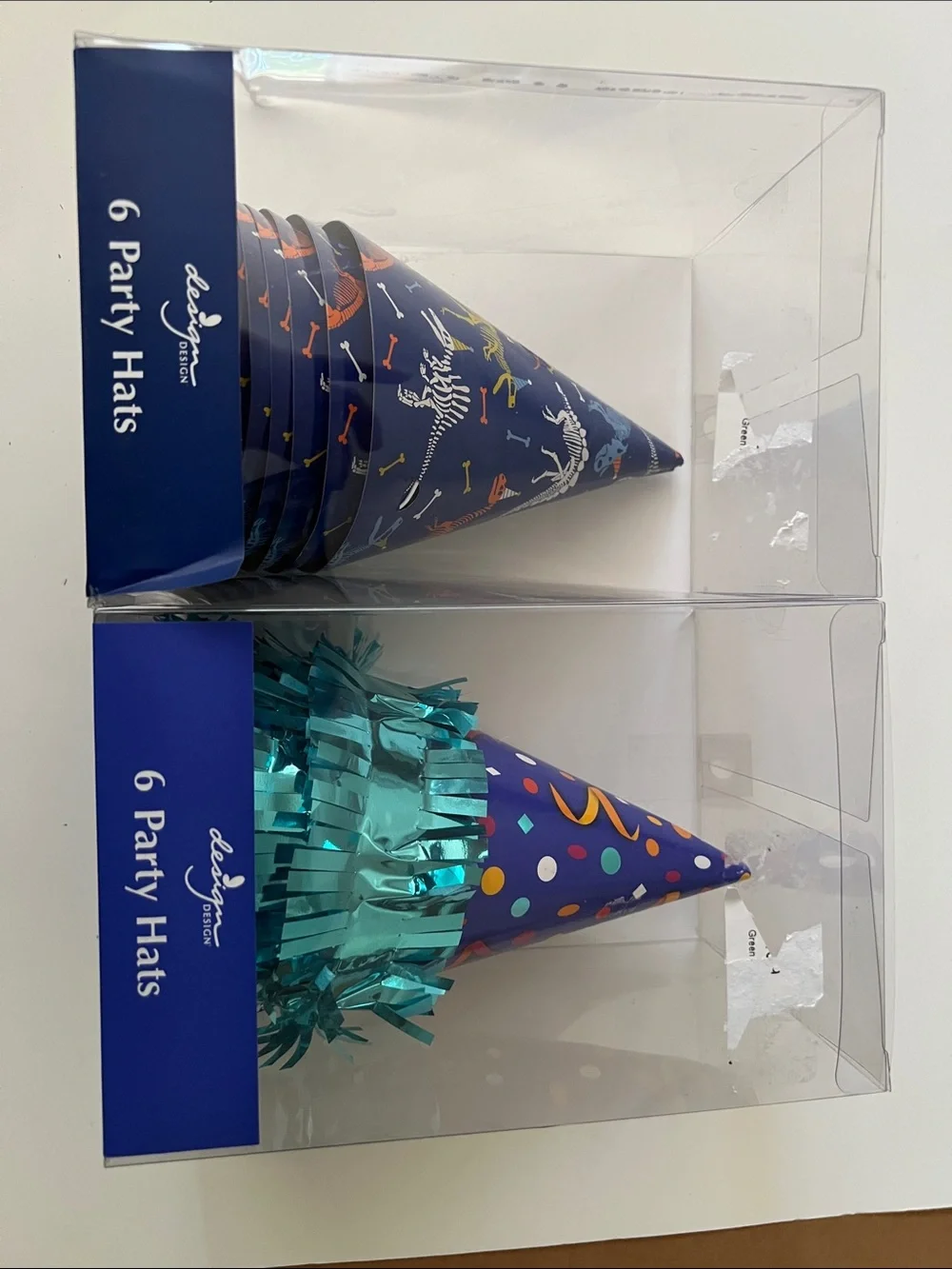 Blue Patterned Party Hats - Pack of 6
